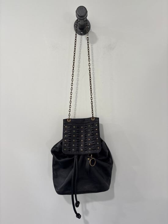 Frye Black Leather Backpack Gold Hardware main image 9